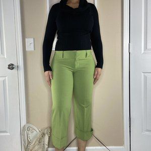 Vintage Y2k Green Wide Leg Cuffed Capris